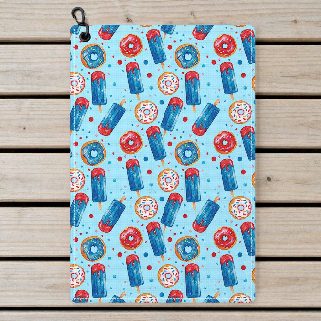 Patriotic Rocket Ice-Pop Golf Towel - Laid Flat