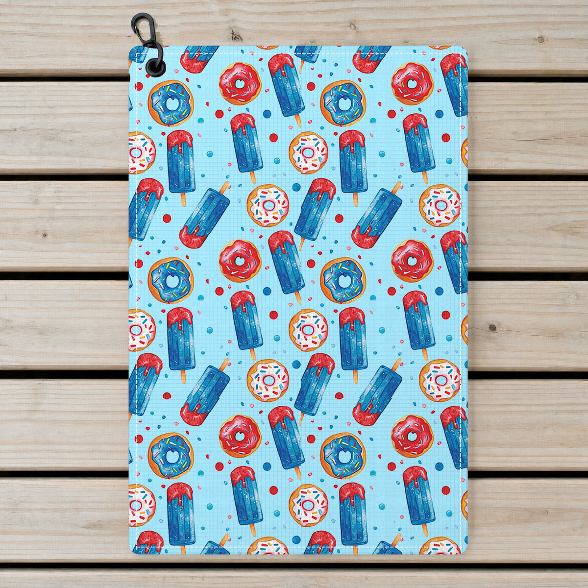 Patriotic Rocket Ice-Pop Golf Towel - Laid Flat