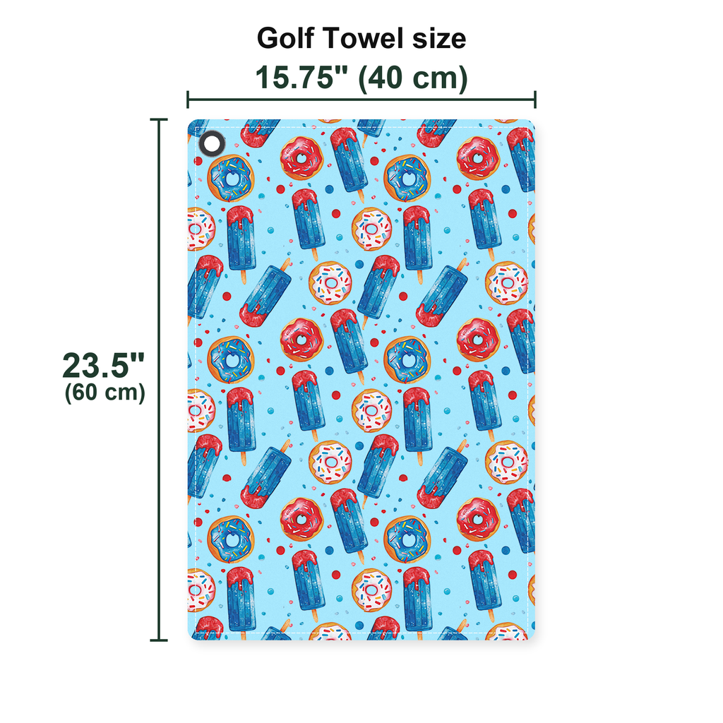 Patriotic Rocket Ice-Pop Golf Towel - Size Chart