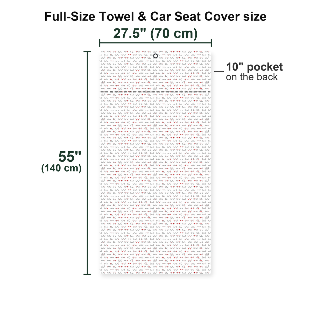 Peep Show Full-Size Towel & Car Seat Cover - Size Chart