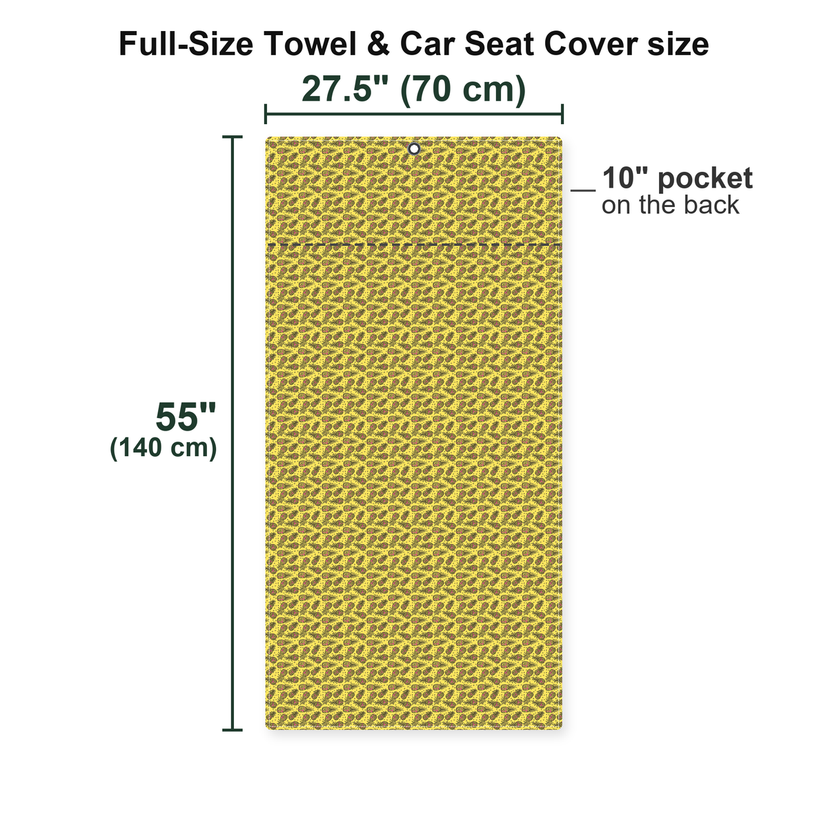 Pineapple Slut Full-Size Towel & Car Seat Cover - Size Chart