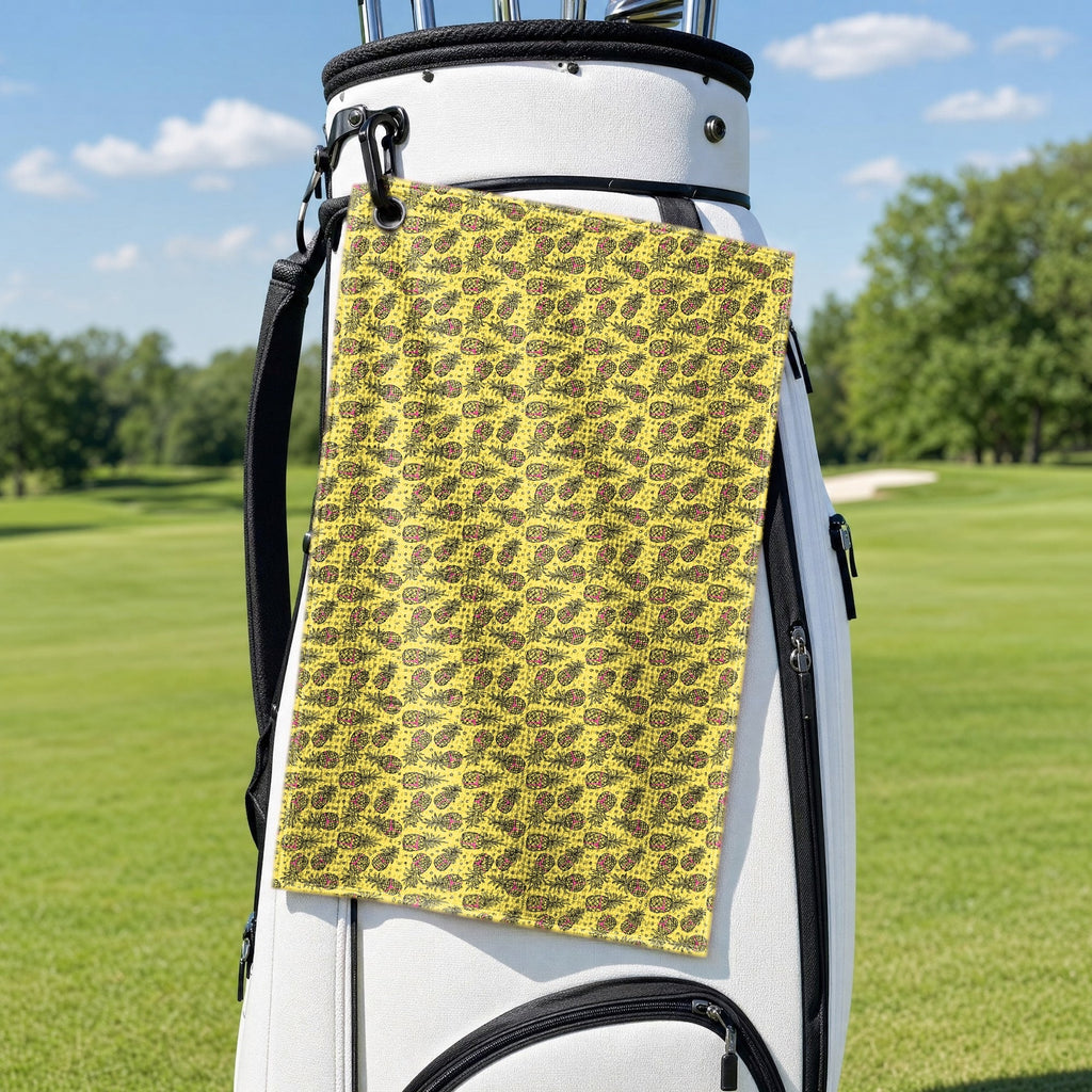 Pineapple Slut Golf Towel - Hanging on a Golf Bag