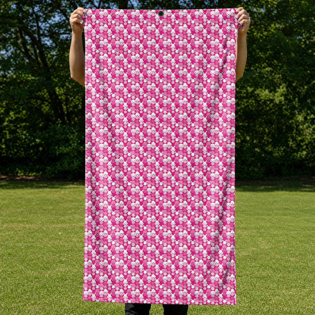 Pink Ribbon Full-Size Towel & Car Seat Cover - Held Open