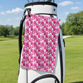 Pink Ribbon Golf Towel - Hanging on a Golf Bag