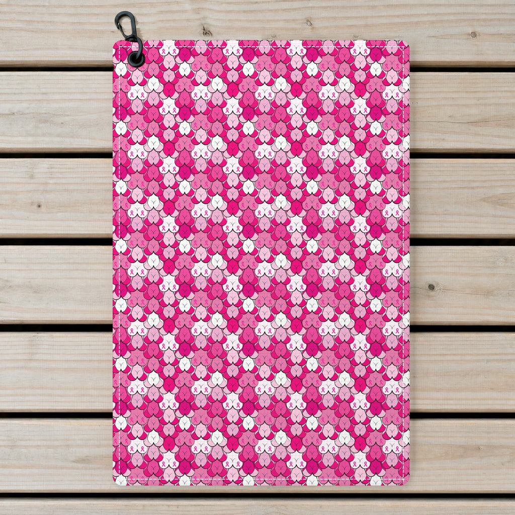 Pink Ribbon Golf Towel - Laid Flat