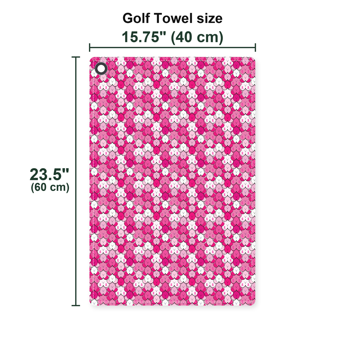 Pink Ribbon Golf Towel - Size Chart