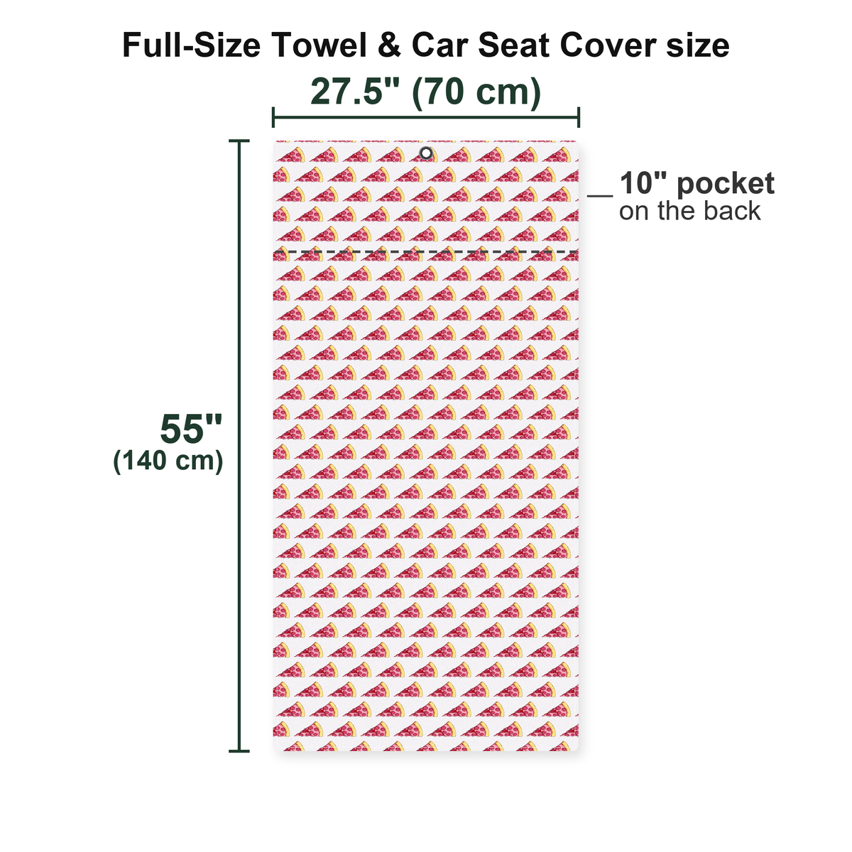 Pizza Slut Full-Size Towel & Car Seat Cover - Size Chart