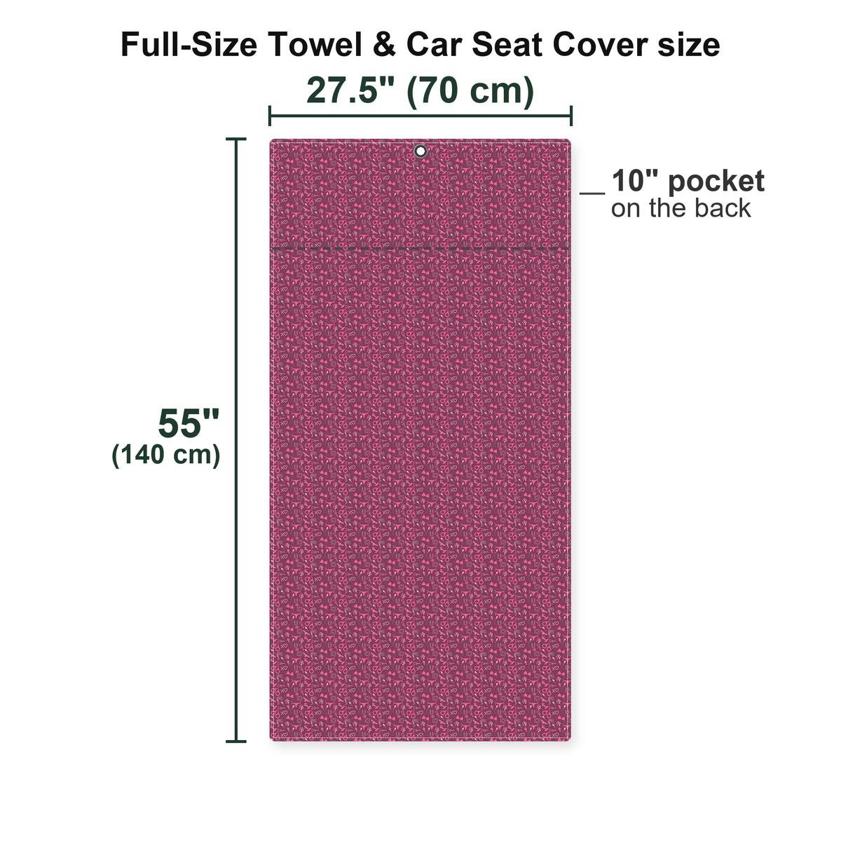 Pleasure Chest Full-Size Towel & Car Seat Cover - Size Chart