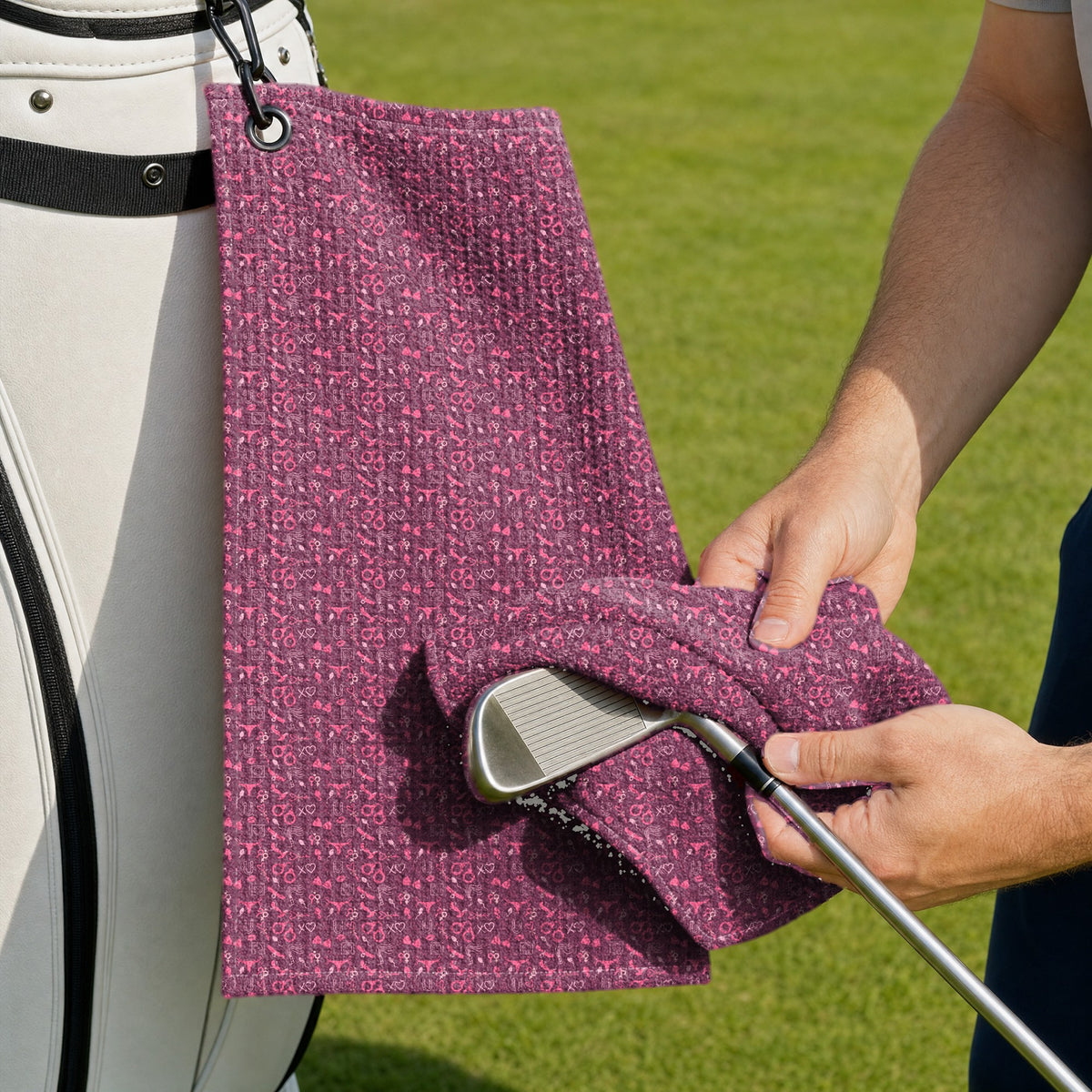 Pleasure Chest Golf Towel - Cleaning a Club