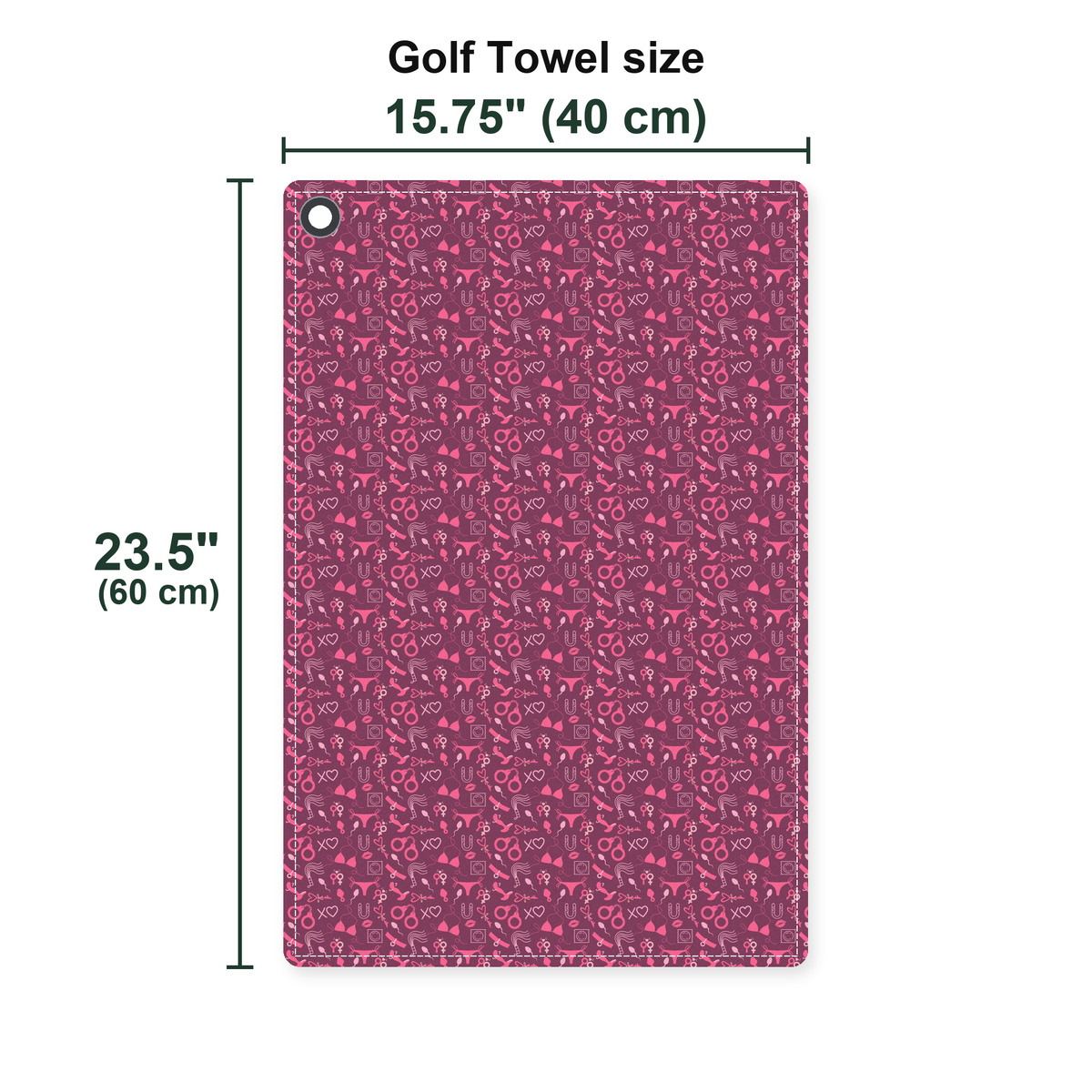 Pleasure Chest Golf Towel - Size Chart
