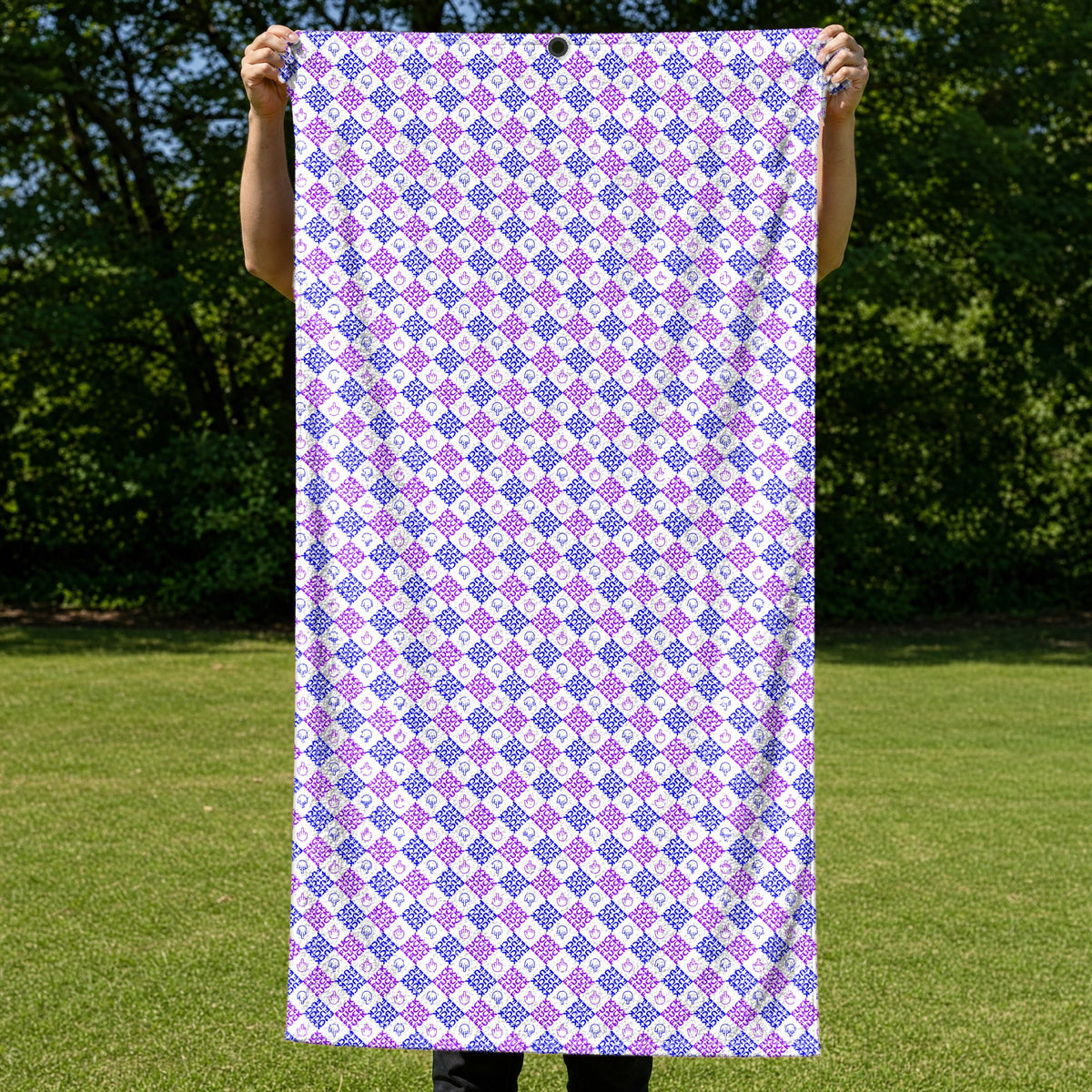 Polite Flip-Off Full-Size Towel & Car Seat Cover - Held Open
