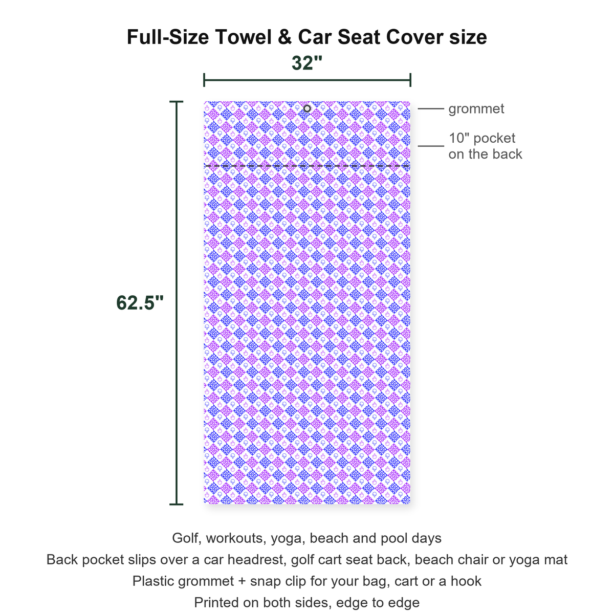 Polite Flip-Off Full-Size Towel & Car Seat Cover - Size Chart
