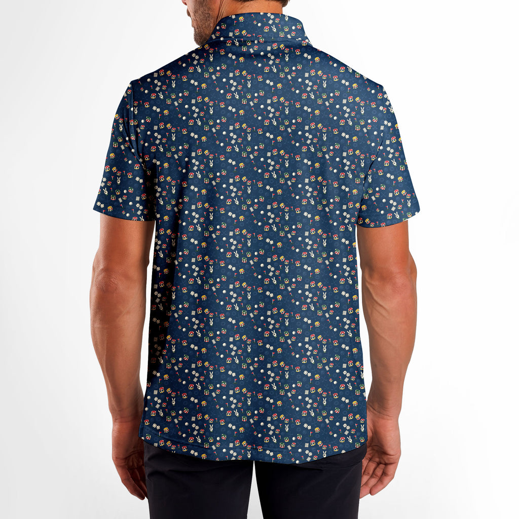 Quiet Stakes Grid Polo Shirt For Men - Model Back