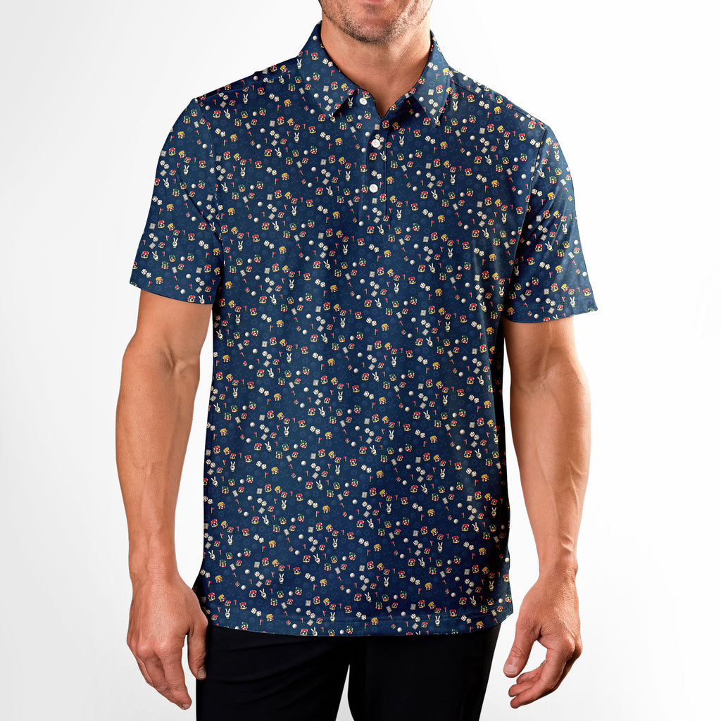Quiet Stakes Grid Polo Shirt For Men - Model Front