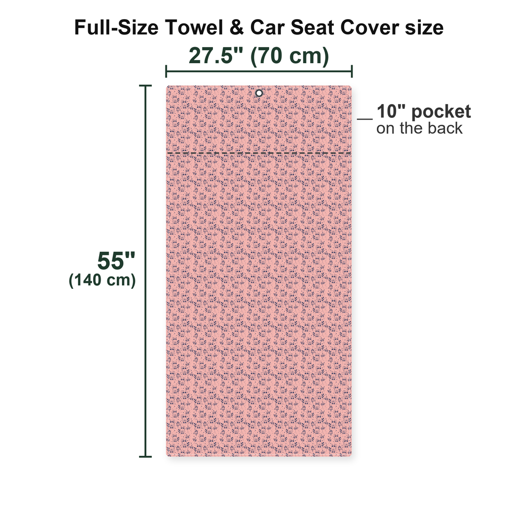 Raccoon Full-Size Towel & Car Seat Cover - Size Chart