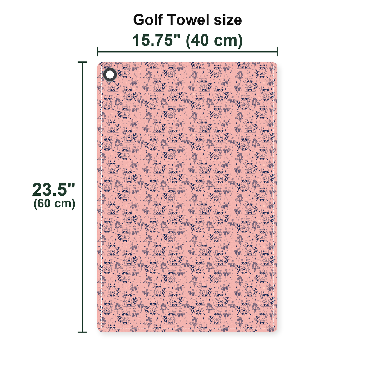 Raccoon Golf Towel - Size Chart