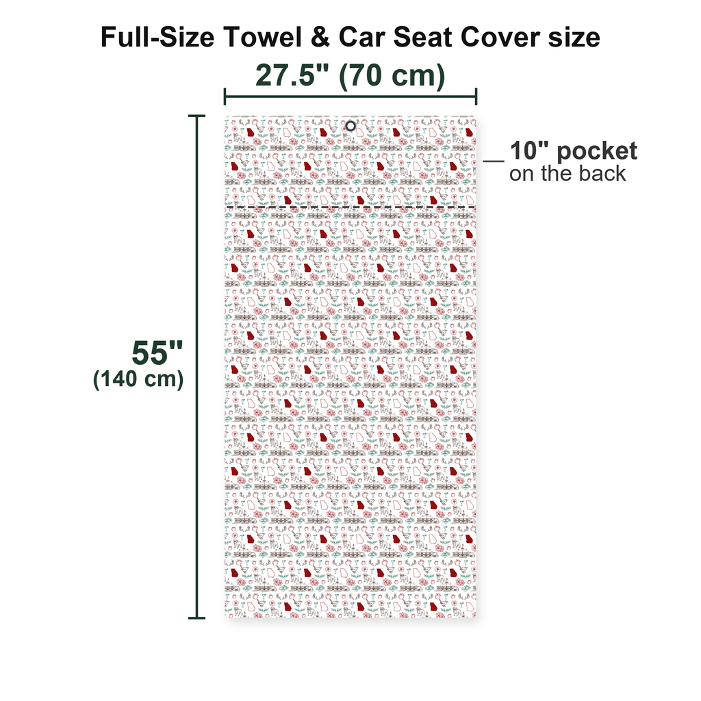 Red Clay Full-Size Towel & Car Seat Cover - Size Chart