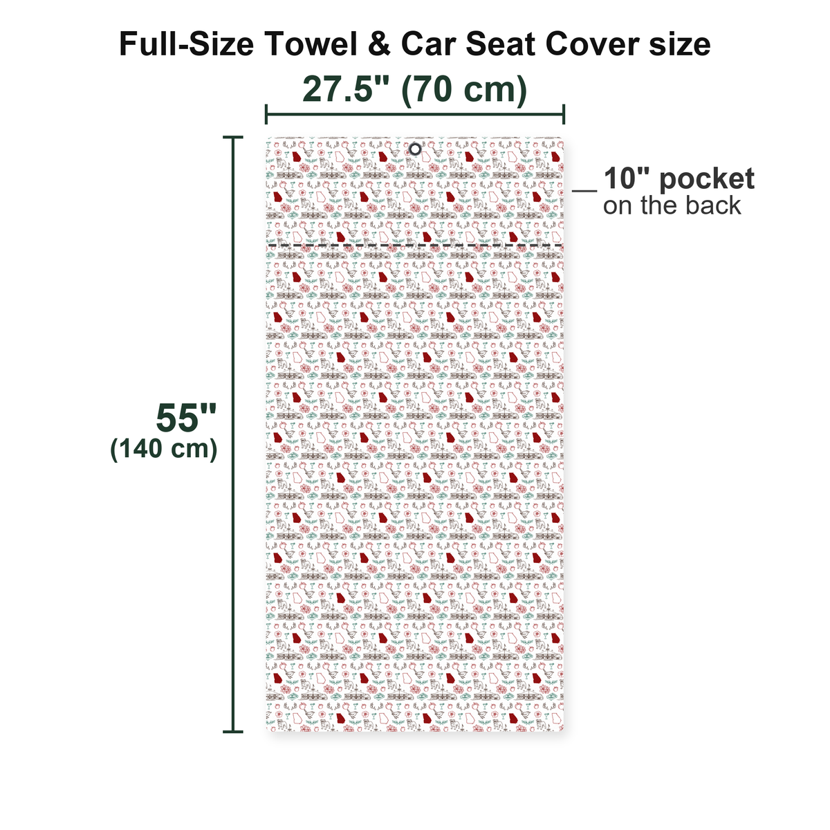 Red Clay Full-Size Towel & Car Seat Cover - Size Chart