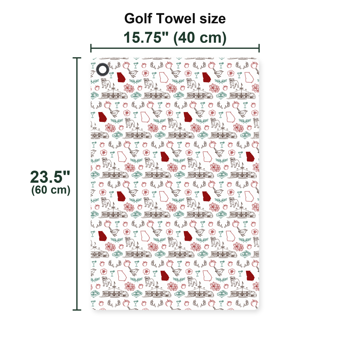 Red Clay Golf Towel - Size Chart