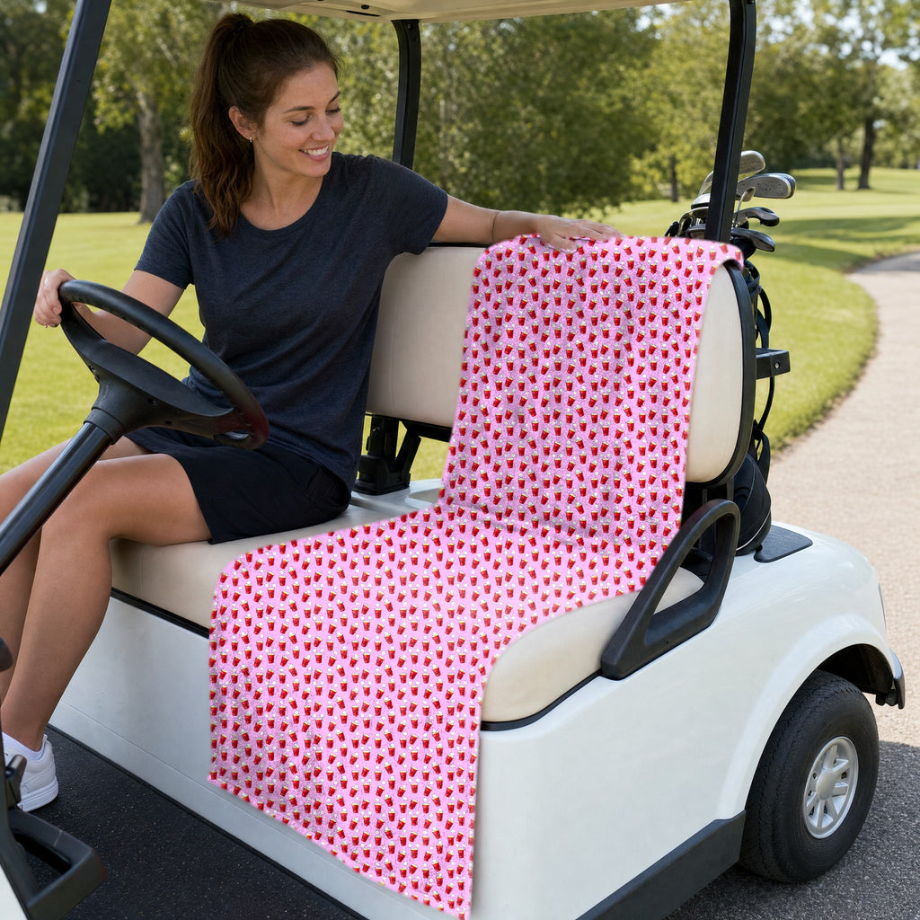 Red Solo Cup Full-Size Towel & Car Seat Cover - On a Golf Cart Seat