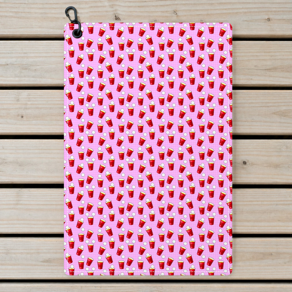 Red Solo Cup Golf Towel - Laid Flat