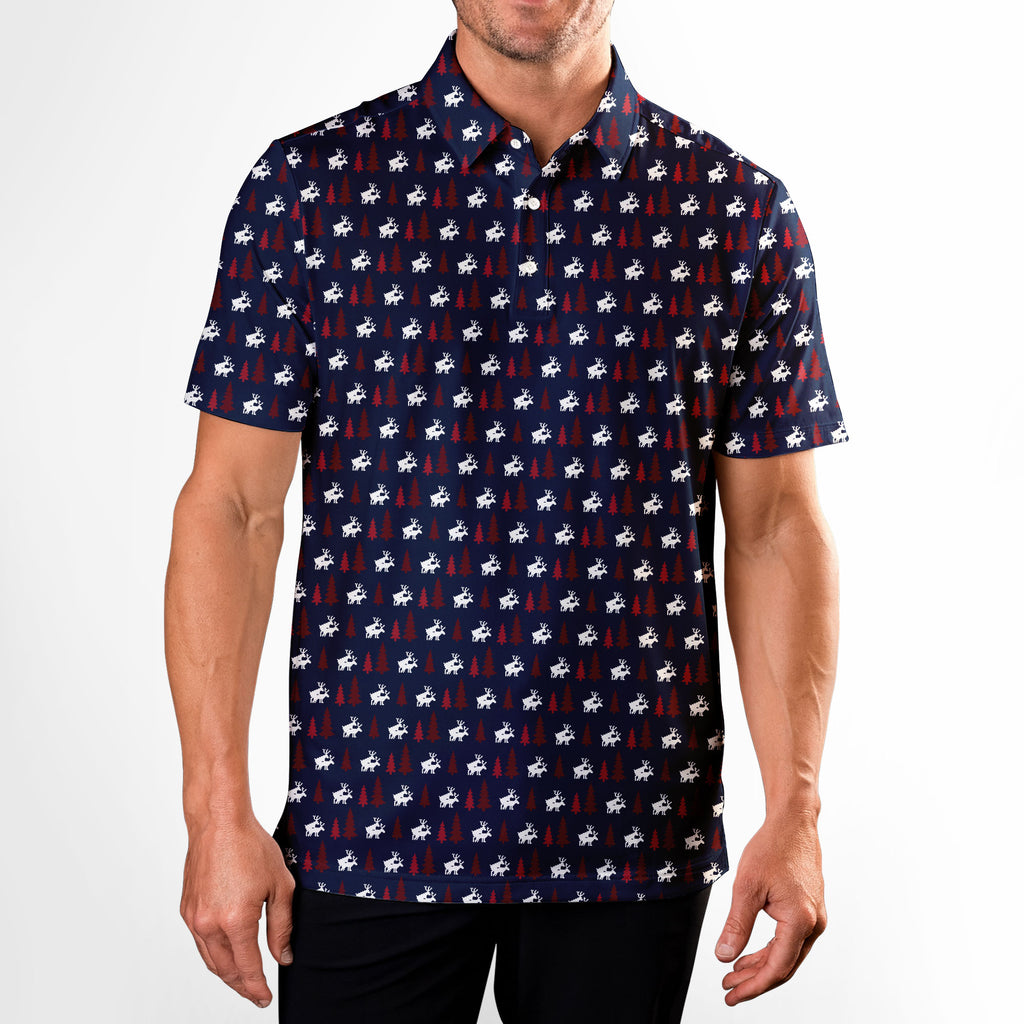 Reindeer Games Polo Shirt For Men - M-NAVY-FRONT
