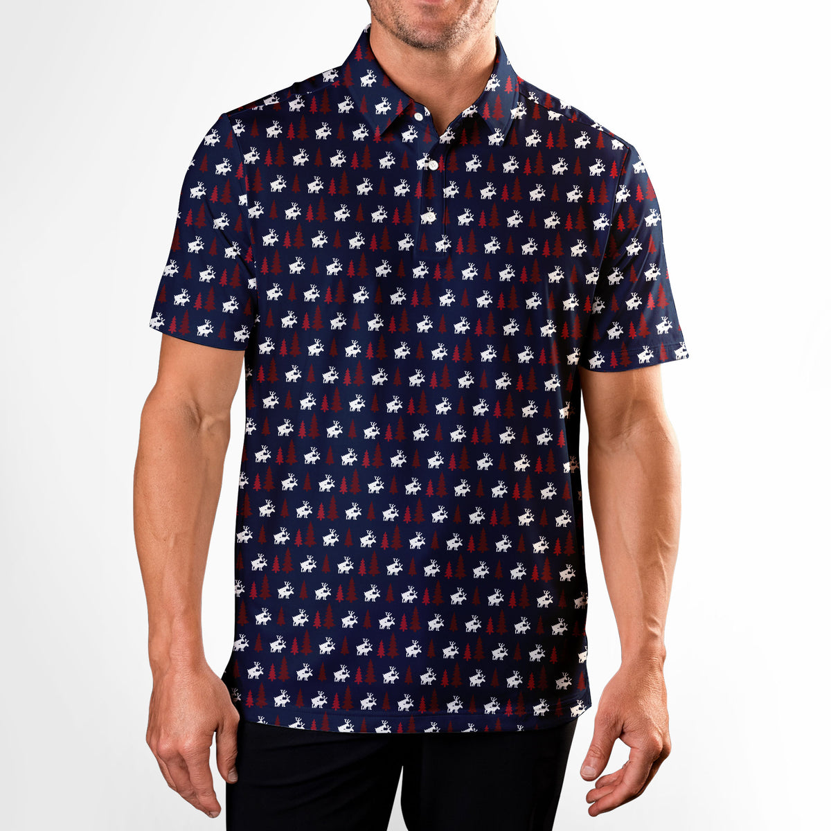 Reindeer Games Polo Shirt For Men - M-NAVY-FRONT