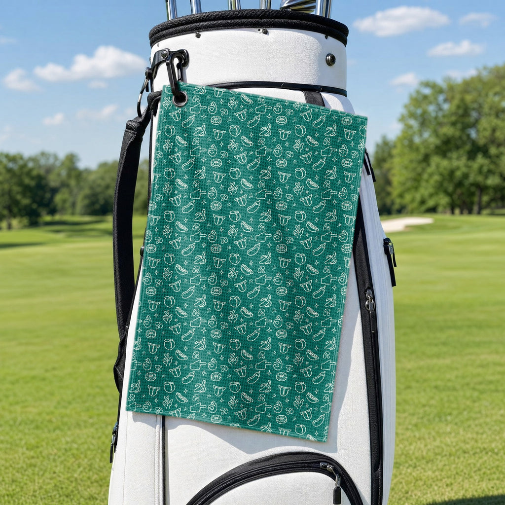 Risky Texts Golf Towel - Hanging on a Golf Bag