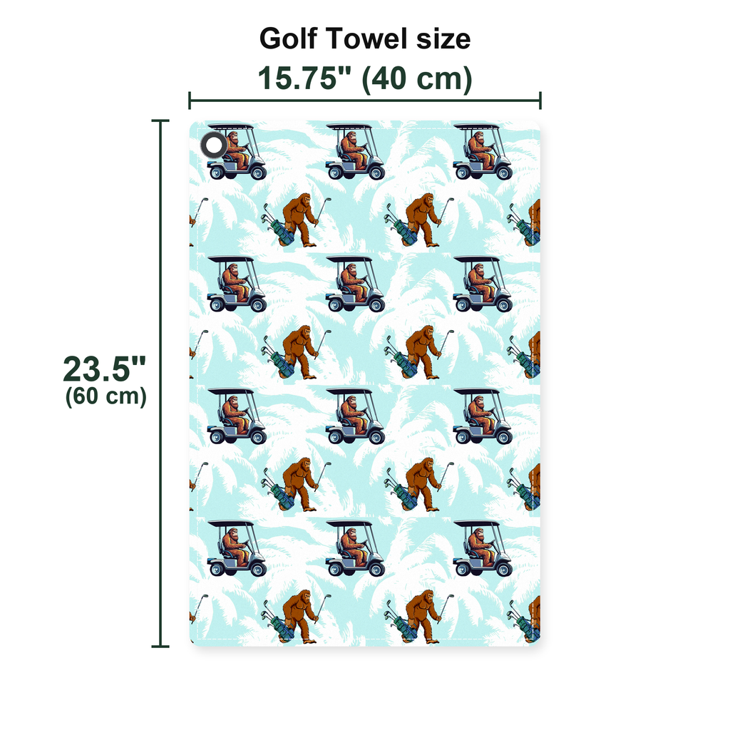 Sasquatch Bigfoot Golf Towel - Size Chart