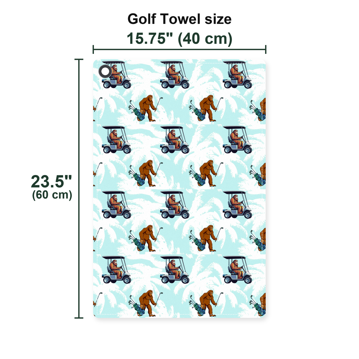 Sasquatch Bigfoot Golf Towel - Size Chart