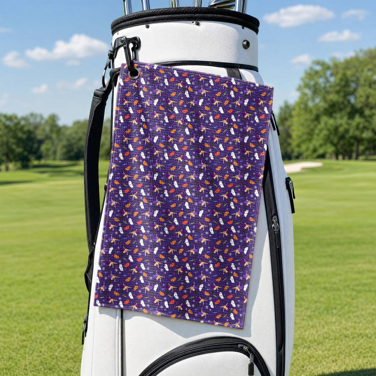 Seductive Witch Golf Towel - Hanging on a Golf Bag