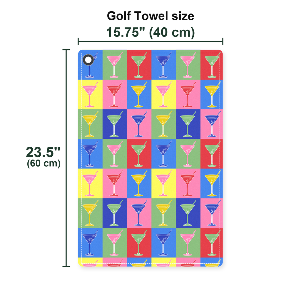 Shaken, Not Stirred Martini Golf Towel - Size Chart