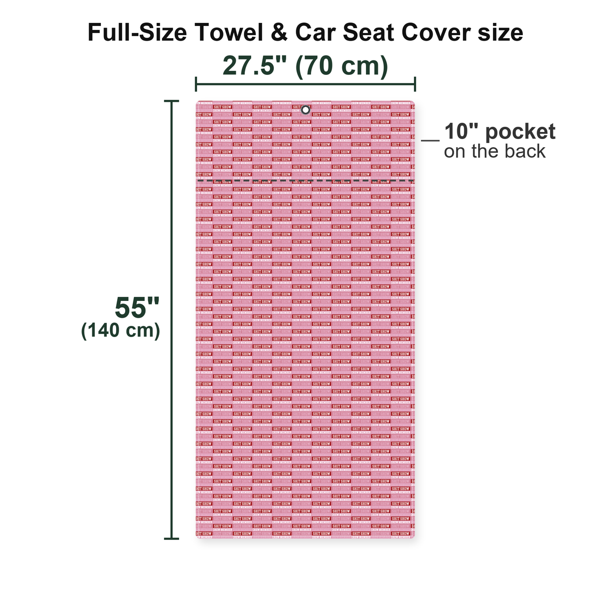 Shiet Show Crew Member Full-Size Towel & Car Seat Cover - Size Chart