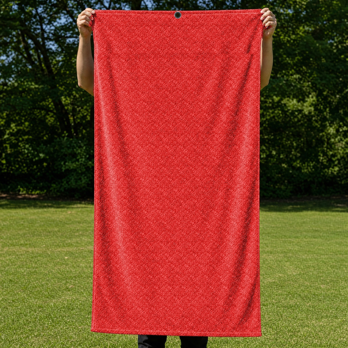 Sixty Nine Full-Size Towel & Car Seat Cover - Held Open