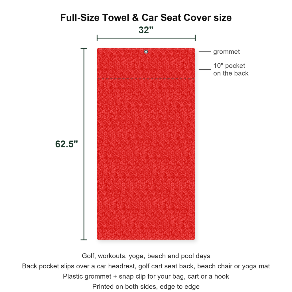 Sixty Nine Full-Size Towel & Car Seat Cover - Size Chart