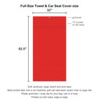 Sixty Nine Full-Size Towel & Car Seat Cover - Size Chart