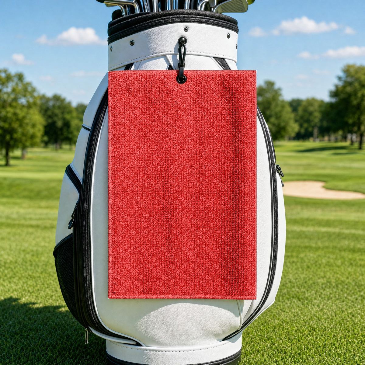 Sixty Nine Golf Towel - Hanging on a Golf Bag