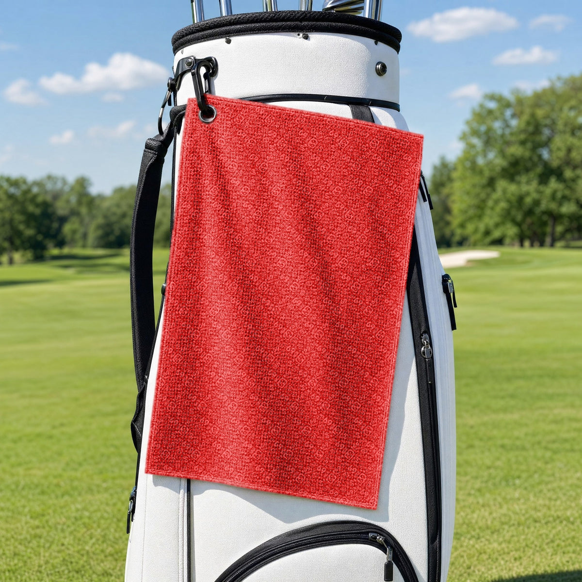 Sixty Nine Golf Towel - Hanging on a Golf Bag