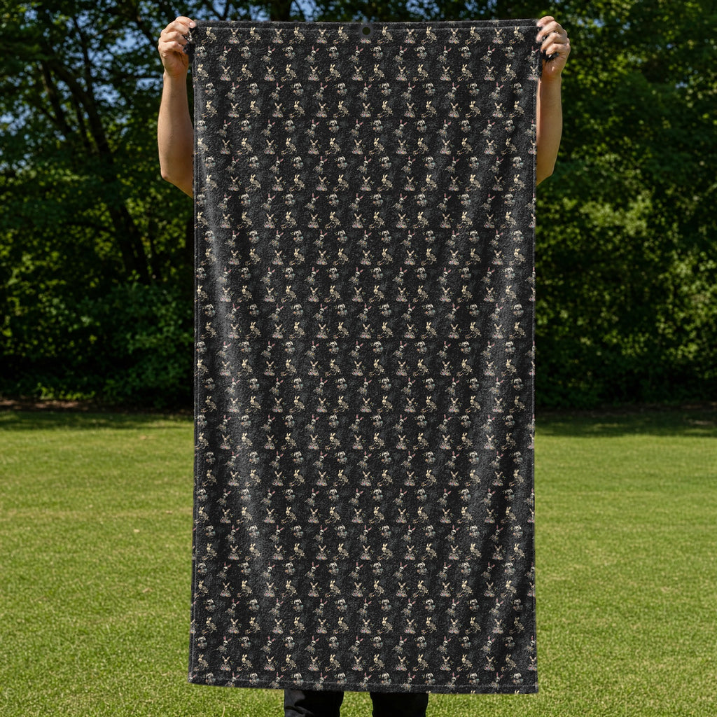 Skeleton Bunny Full-Size Towel & Car Seat Cover - Held Open