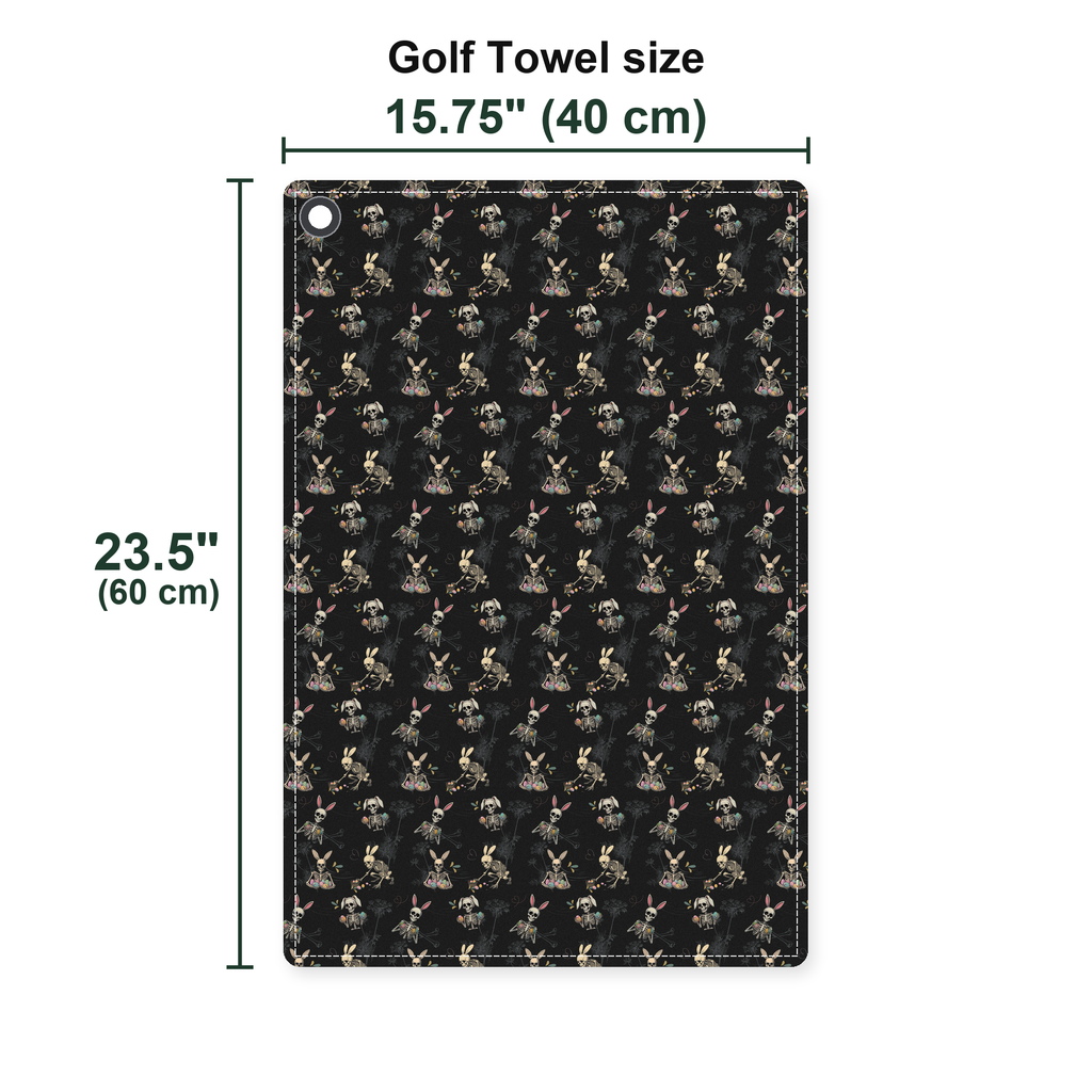 Skeleton Bunny Golf Towel - Size Chart