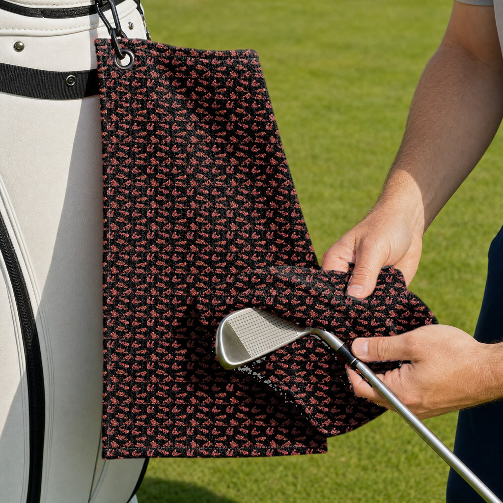 Skeleton Endless Love Golf Towel - Cleaning a Club