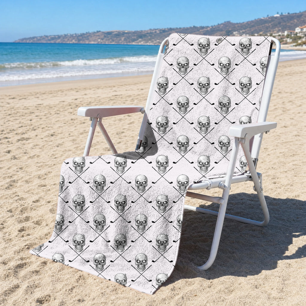 Skull Golf Full-Size Towel & Car Seat Cover - On a Beach Chair