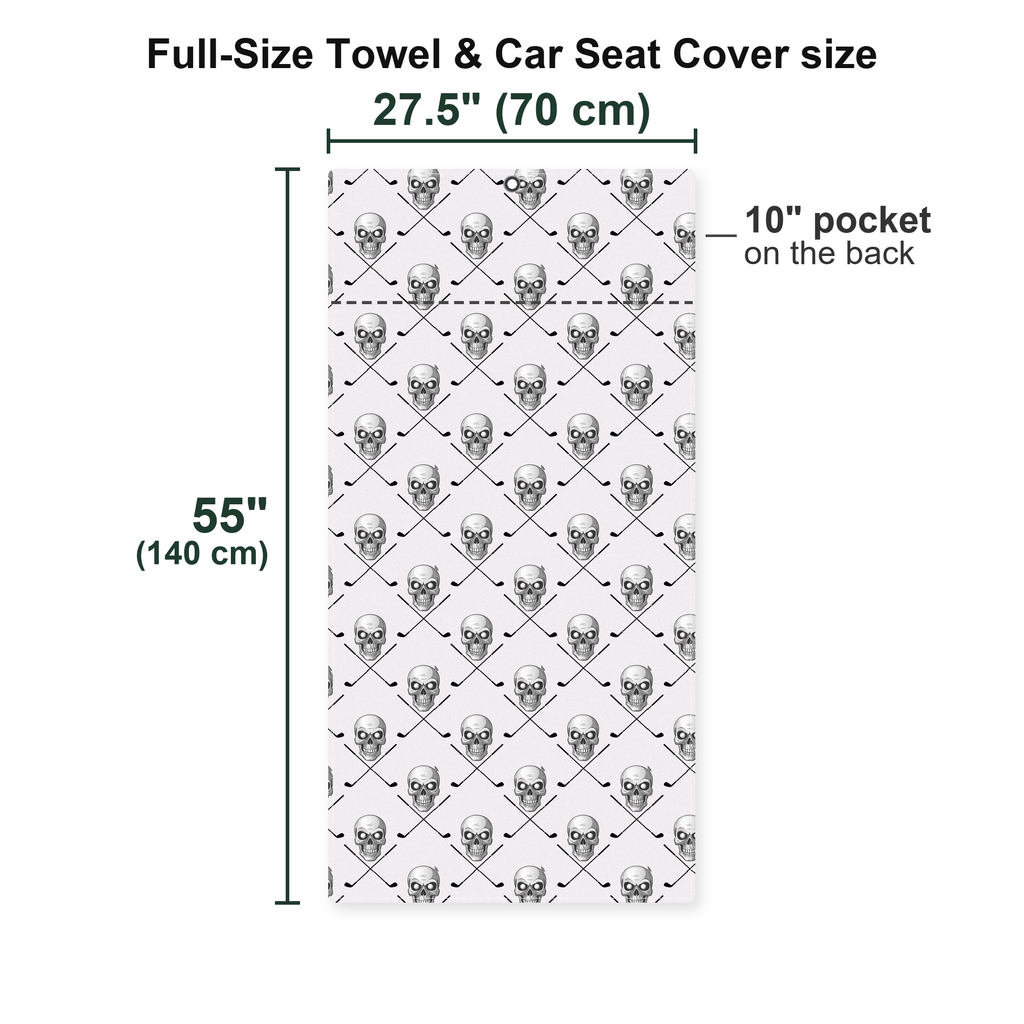Skull Golf Full-Size Towel & Car Seat Cover - Size Chart