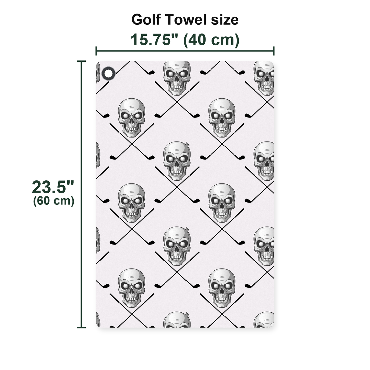 Skull Golf Golf Towel - Size Chart