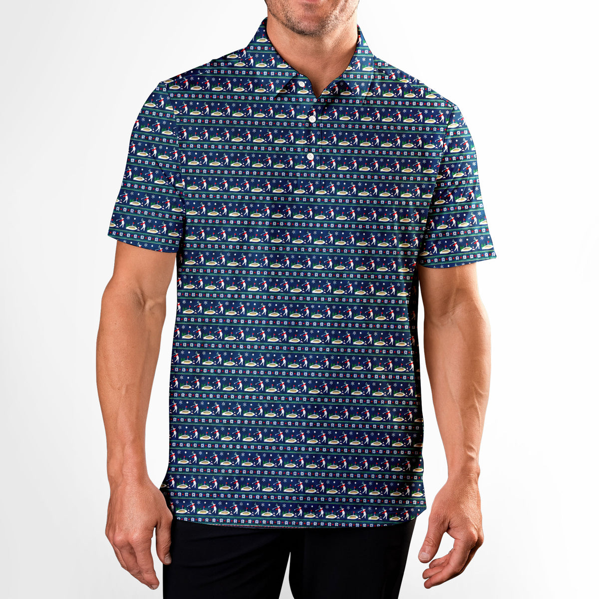 Snowdrift Slice Polo Shirt For Men - Model Front
