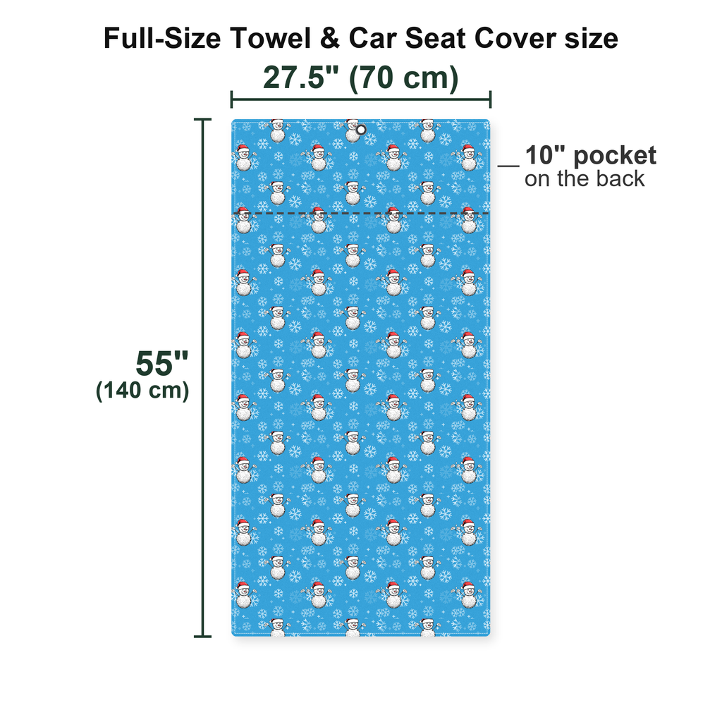 Snowman Golf Full-Size Towel & Car Seat Cover - Size Chart