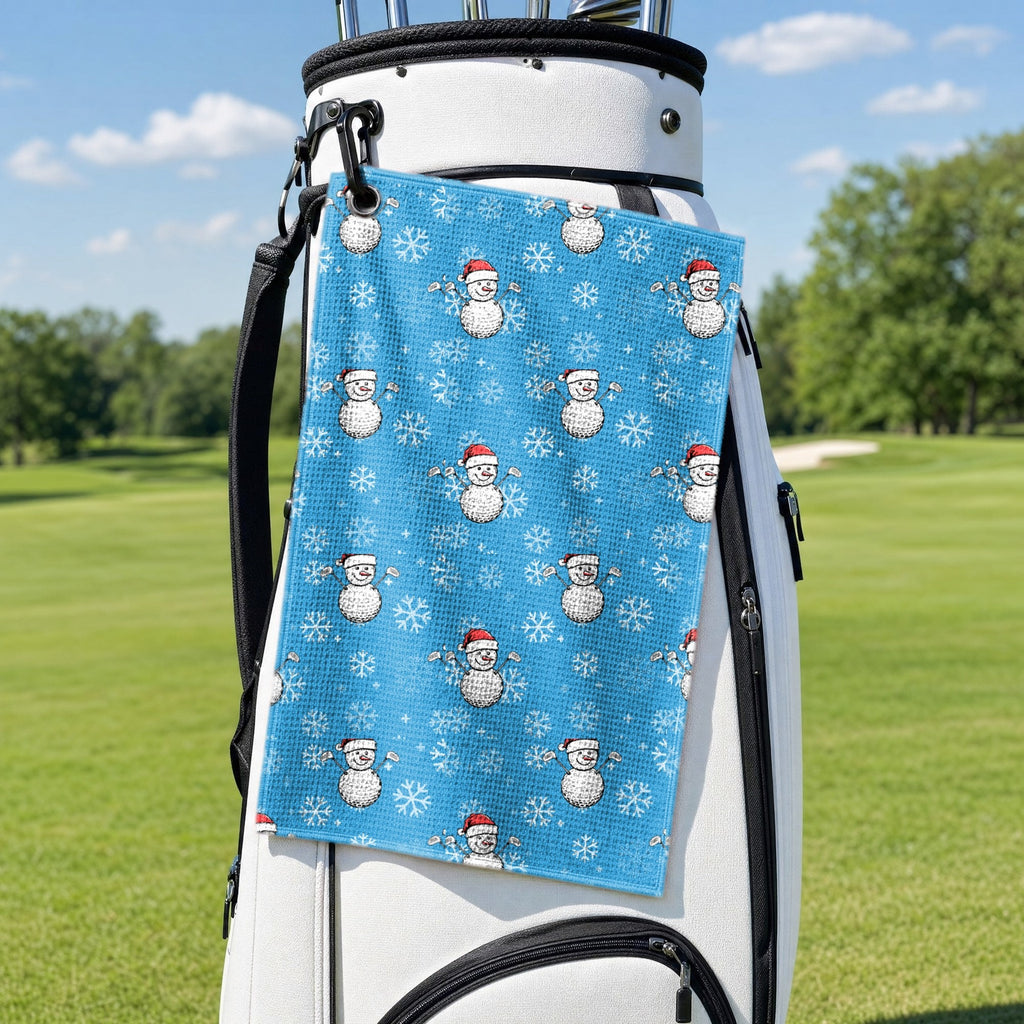 Snowman Golf Golf Towel - Hanging on a Golf Bag