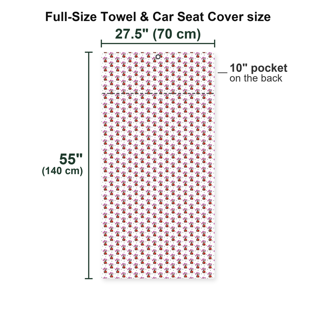 Spank The Monkey Full-Size Towel & Car Seat Cover - Size Chart