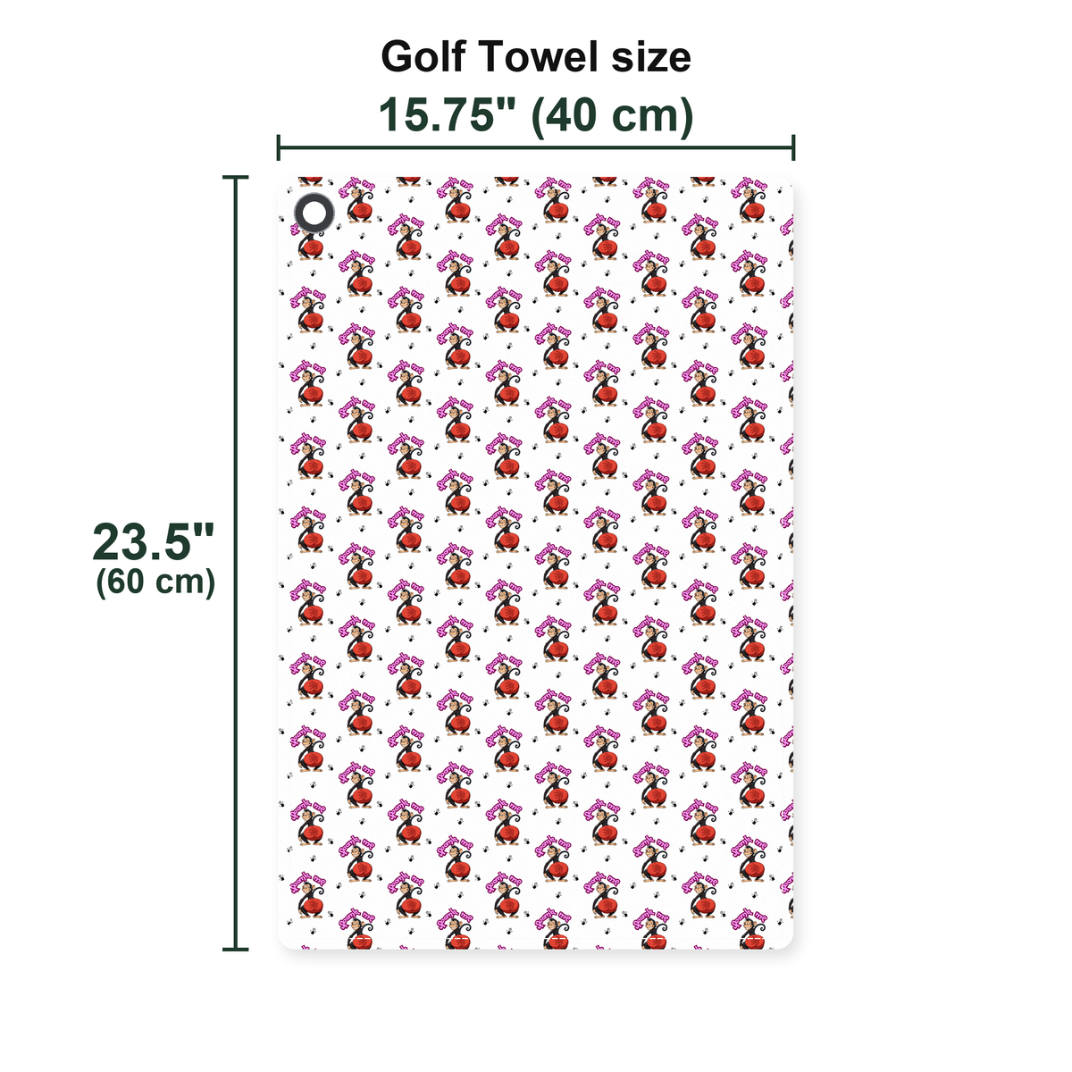 Spank The Monkey Golf Towel - Size Chart