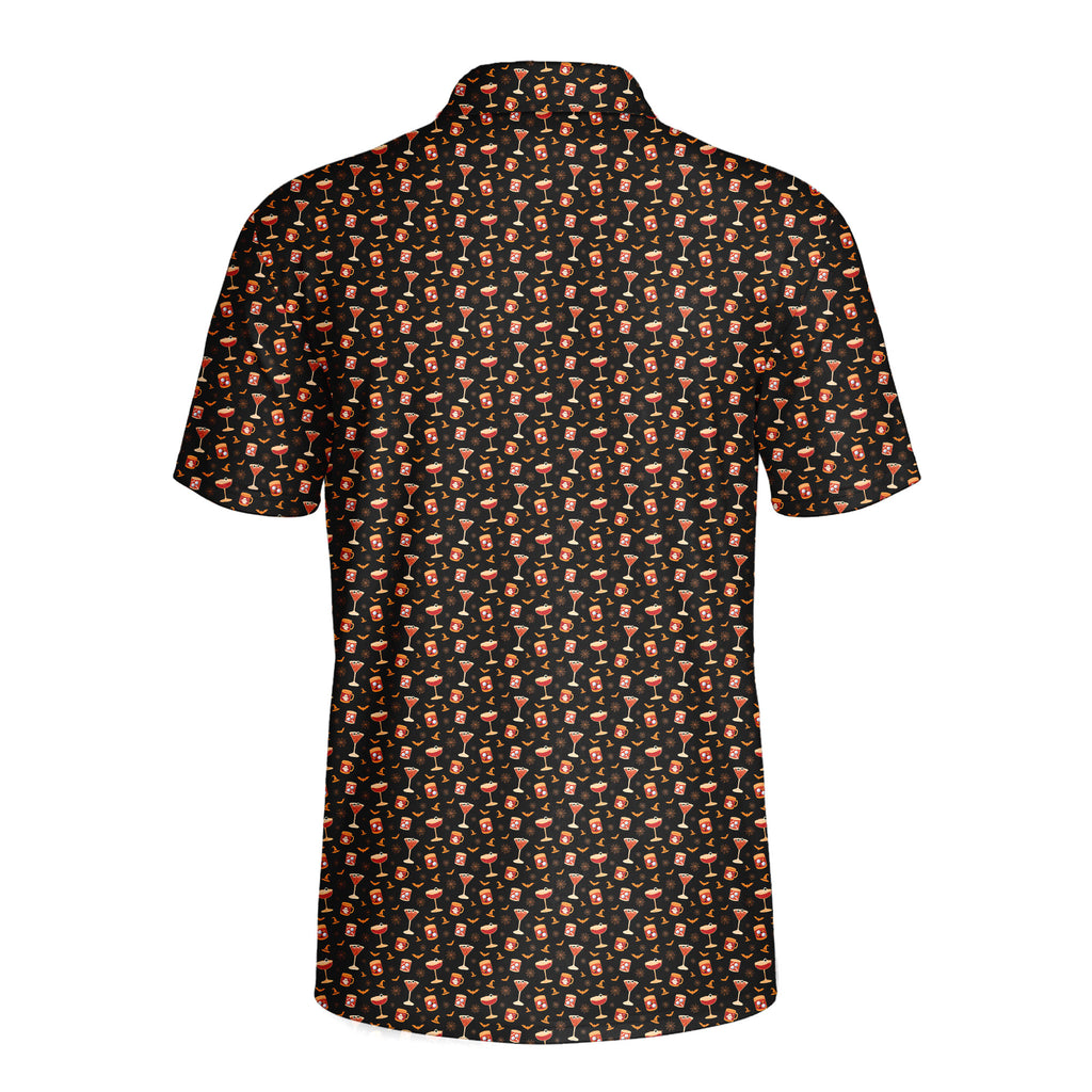 Spooky Sips Polo Shirt For Men - BLACK-BACK